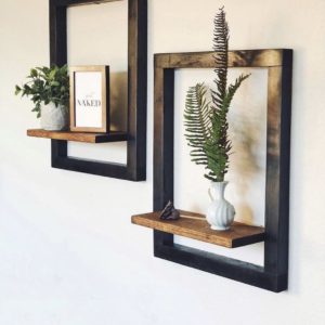 Wooden frame shelf
